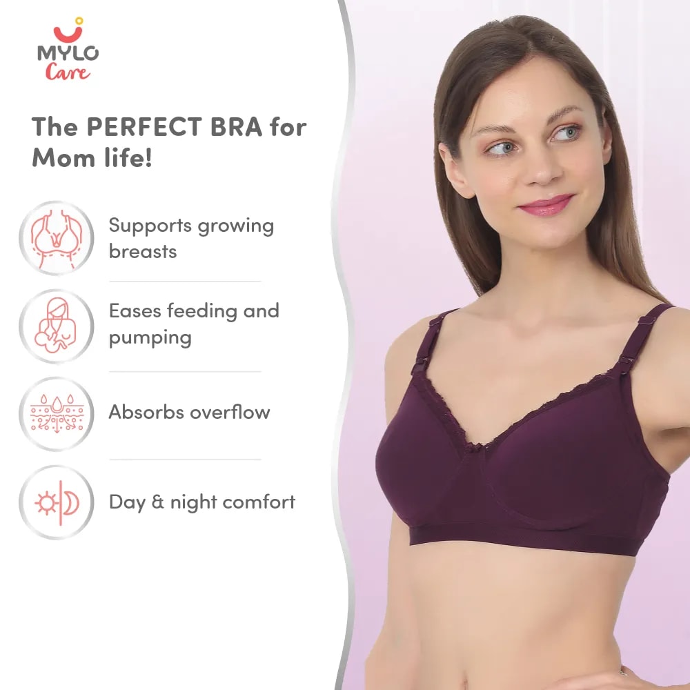 Light Padded Maternity/Nursing Bra with free bra extender- Plum 40B