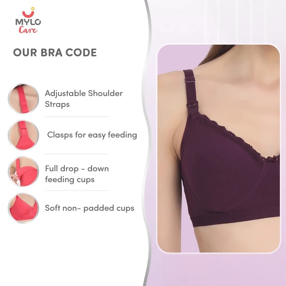 Light Padded Maternity/Nursing Bra with free bra extender- Plum 40B