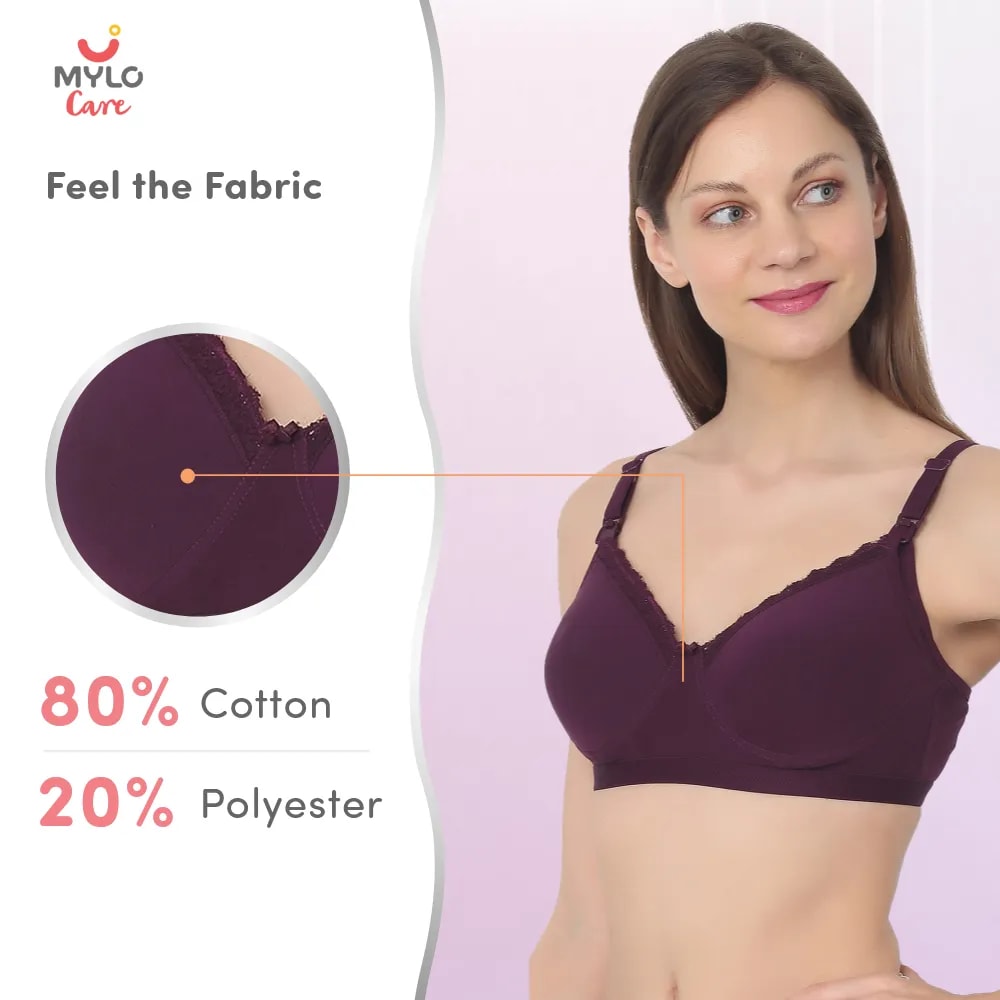 Light Padded Maternity/Nursing Bra with free bra extender- Plum 40B