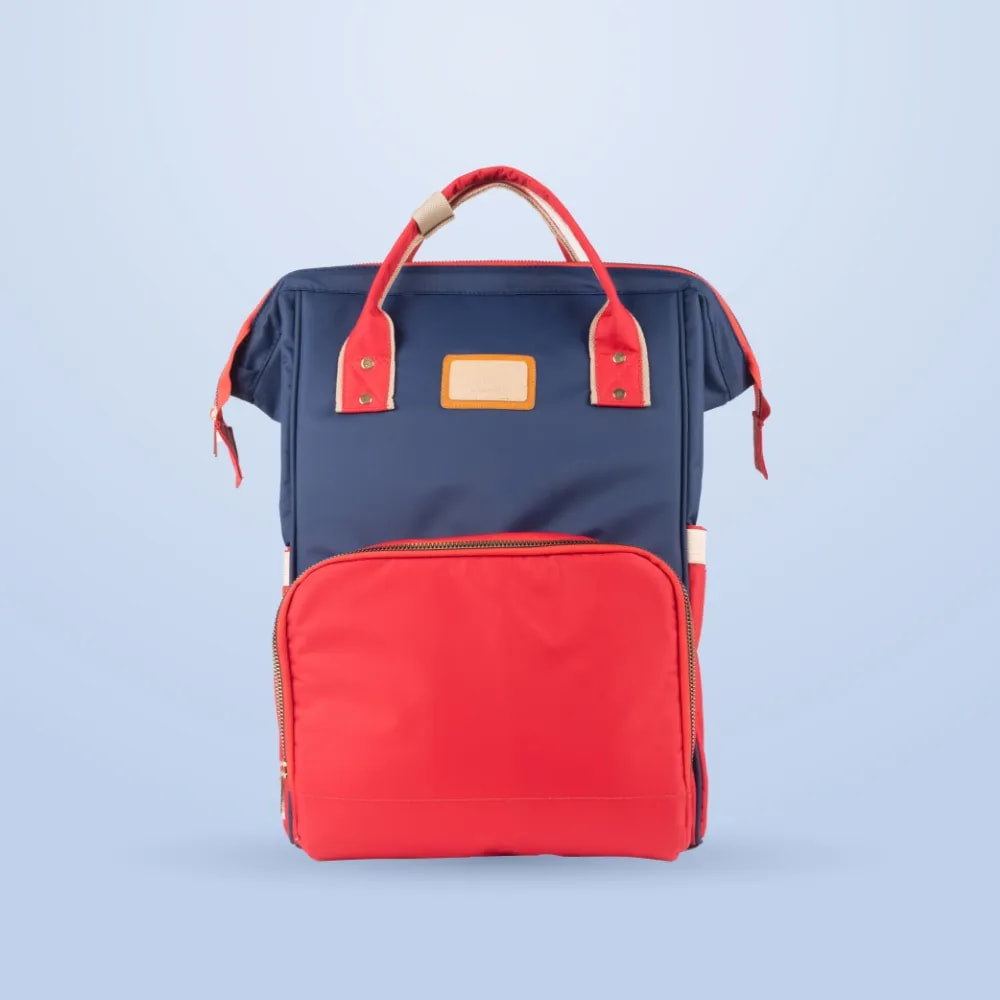12 Pocket Diaper Bag - Navy & Red