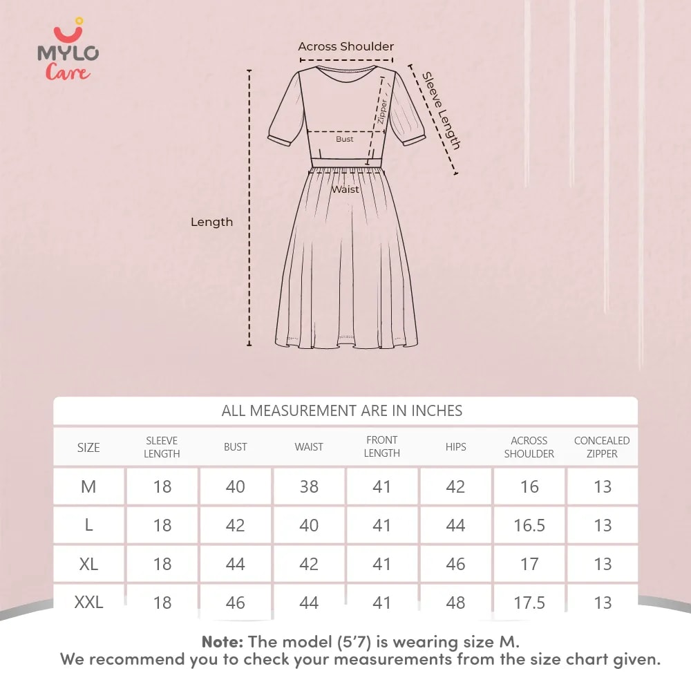 Maternity Dresses For Women with Both Side Zipper For Easy Feeding | Adjustable Belt for Growing Belly | Maxi Dress | Garden Flowers - Wine | L