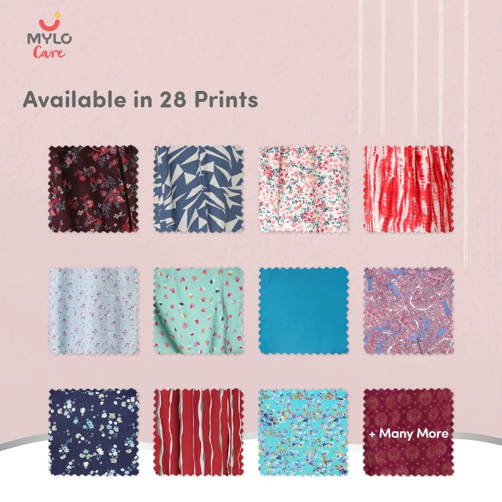 Maternity Dresses For Women with Both Side Zipper For Easy Feeding | Adjustable Belt for Growing Belly | Maxi Dress | Garden Flowers - Wine | L