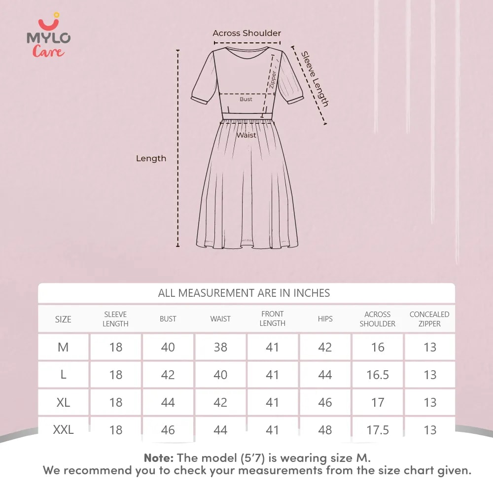 Maternity Dresses For Women with Both Side Zipper For Easy Feeding | Adjustable Belt for Growing Belly | Maxi Dress | Geometric - Pink | L