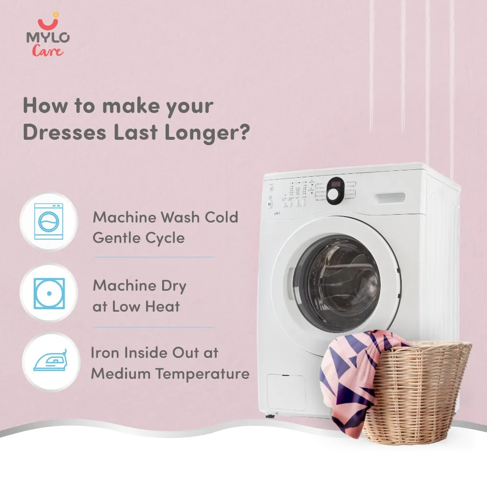 Maternity Dresses For Women with Both Side Zipper For Easy Feeding | Adjustable Belt for Growing Belly | Maxi Dress | Geometric - Pink | XL