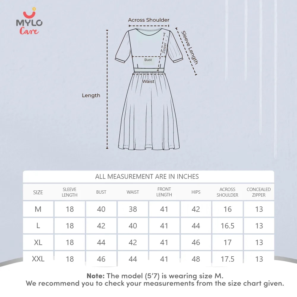 Maternity Dresses For Women with Both Side Zipper For Easy Feeding | Adjustable Belt for Growing Belly | Maxi Dress | Geometric - Blue | XL