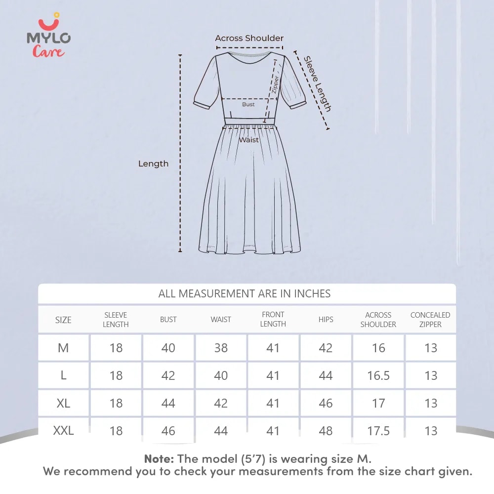 Maternity Dresses For Women with Both Side Zipper For Easy Feeding | Adjustable Belt for Growing Belly | Maxi Dress | Stripes - Dark Blue | M