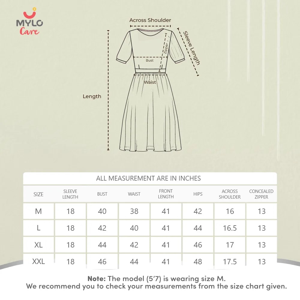 Maternity Dresses For Women with Both Side Zipper For Easy Feeding | Adjustable Belt for Growing Belly | Maxi Dress | Ditsy Daisy - Mustard | XXL