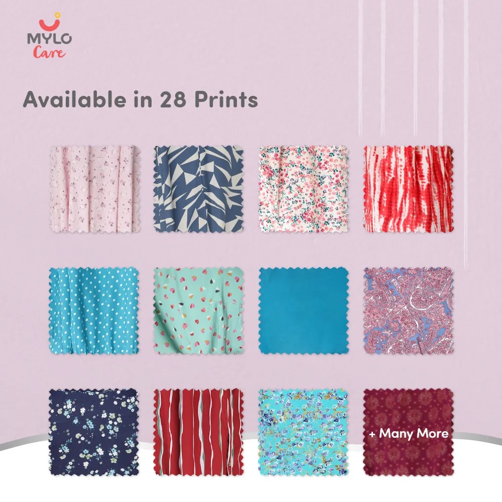 Maternity Dresses For Women with Both Side Zipper For Easy Feeding | Adjustable Belt for Growing Belly | Maxi Dress | Ditsy Daisy - Pink | M