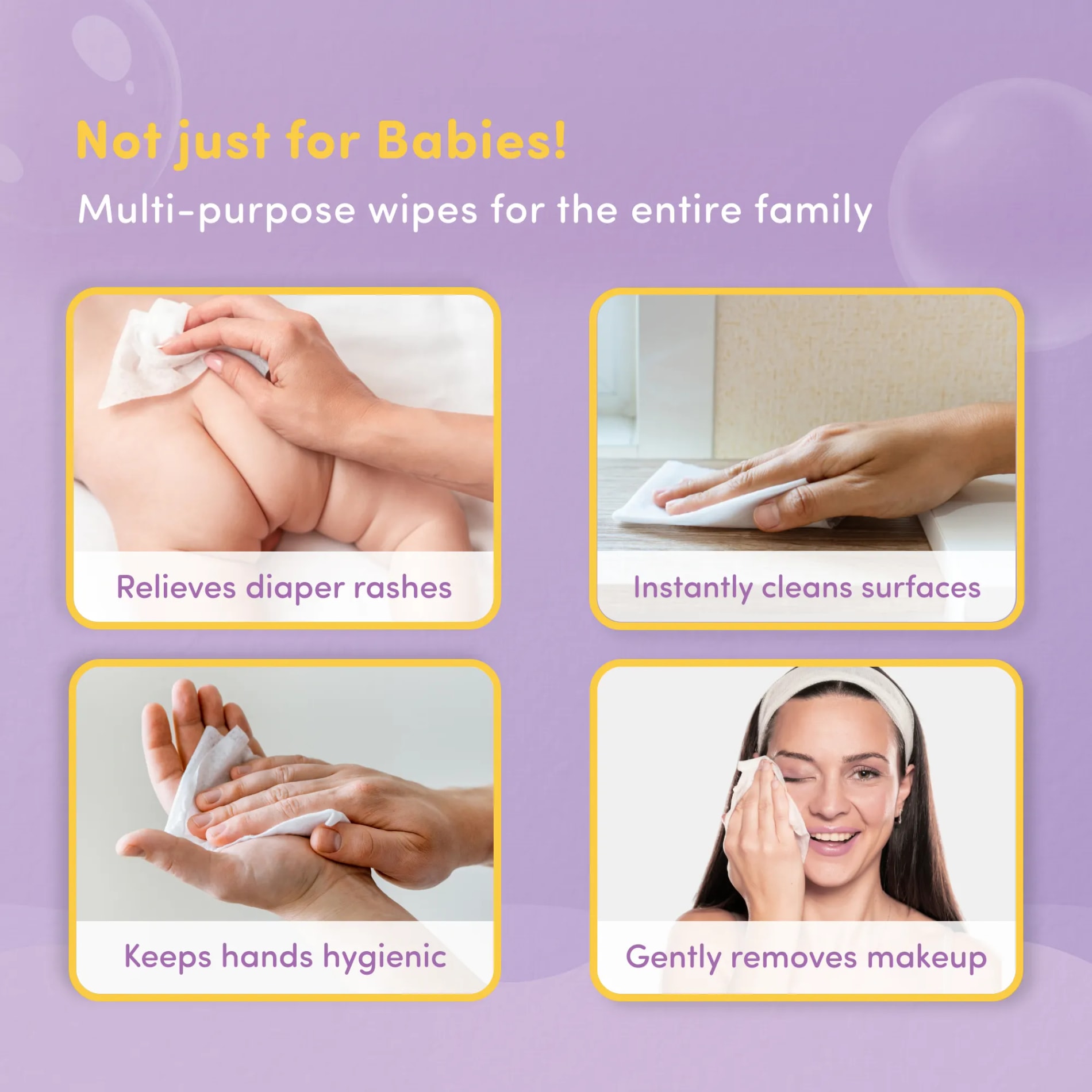 Gentle Baby Wipes With Lid - Organic Coconut Oil, Neem, Aloe Vera and Vitamin E | 98% Pure Water | Dermatologically Tested (Pack of 10) - 72 Wipes Per Pack