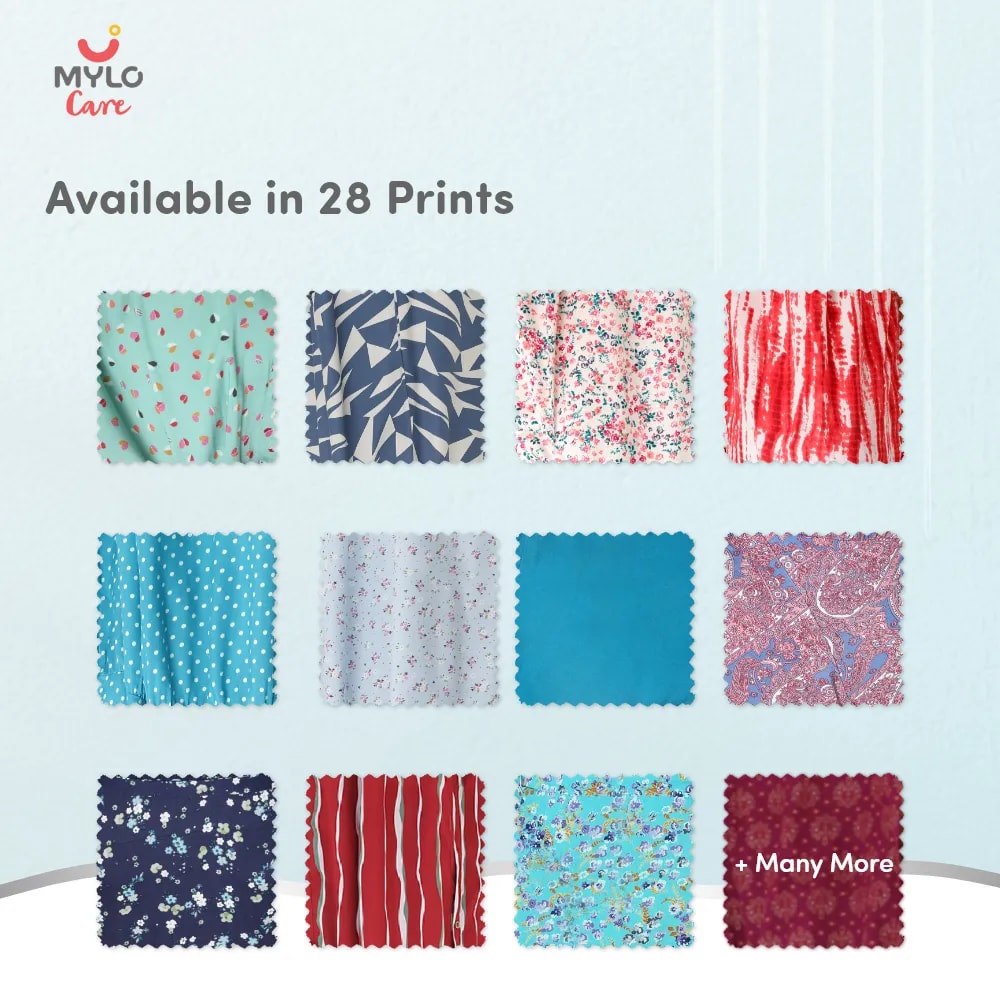 Maternity Dresses For Women with Both Side Zipper For Easy Feeding | Adjustable Belt for Growing Belly | Maxi Dress | Little Hearts - Sea Green | XL