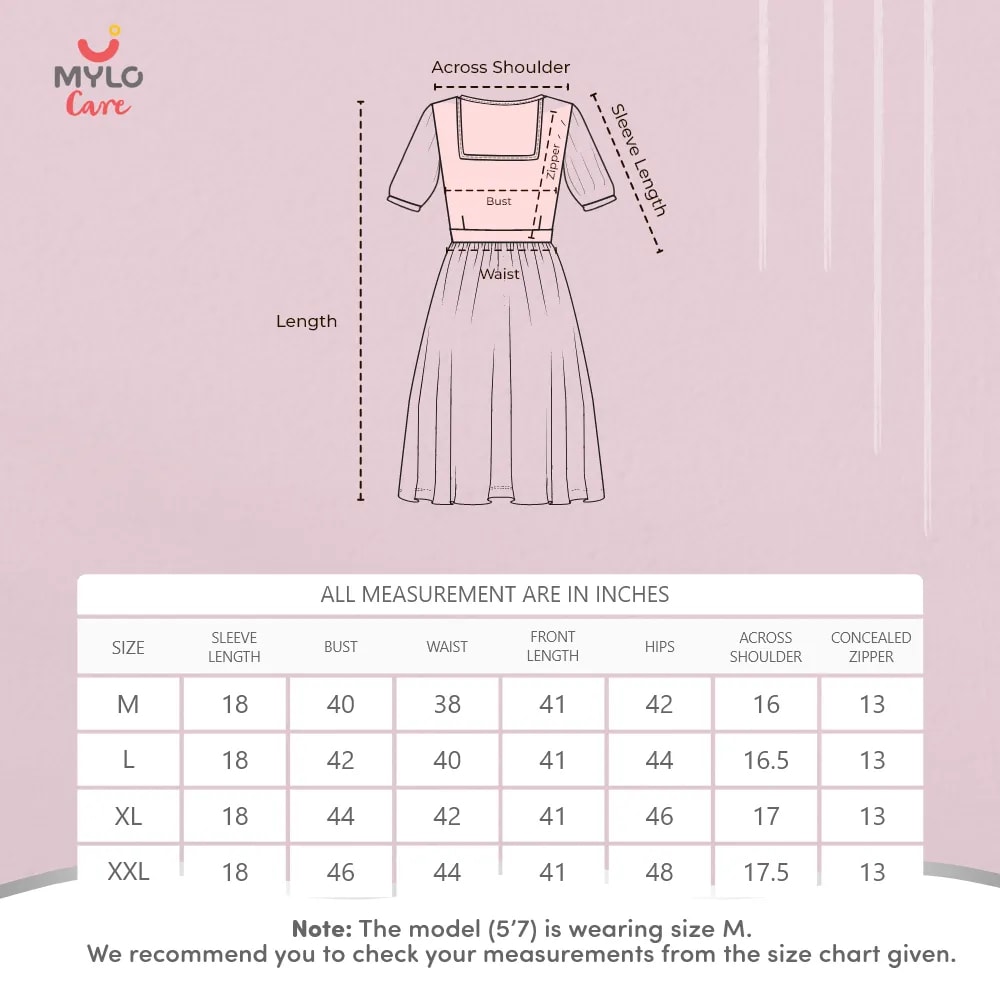 Maternity Dresses For Women with Both Side Zipper For Easy Feeding | Adjustable Belt for Growing Belly | Maxi Dress | Little Hearts - Navy | XXL