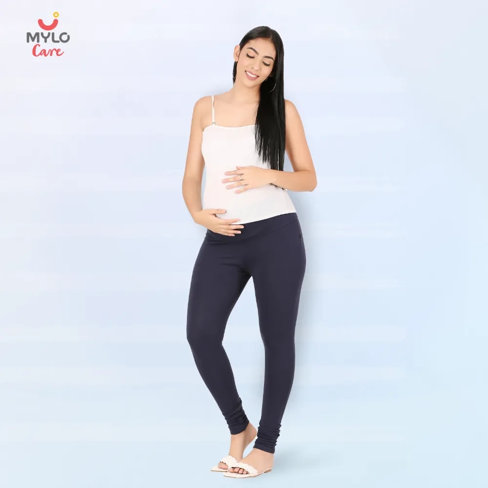 Stretchable Maternity Leggings for Women | Comfortable, Soft & Gentle on the Skin | Ideal for Pre & Post Delivery - Navy - XXL