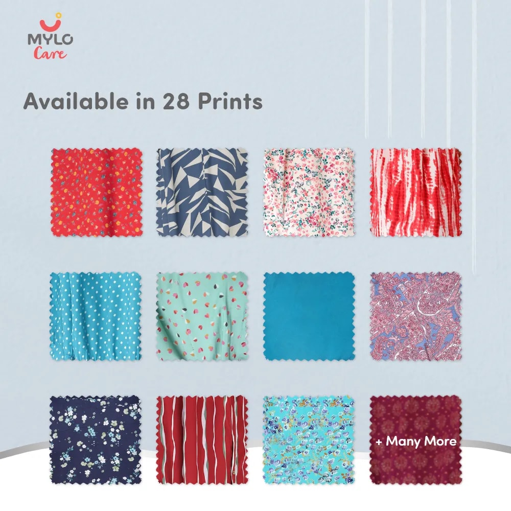 Maternity Dresses For Women with Both Side Zipper For Easy Feeding | Adjustable Belt for Growing Belly | Maxi Nighty Dress | Liberty Red | XL