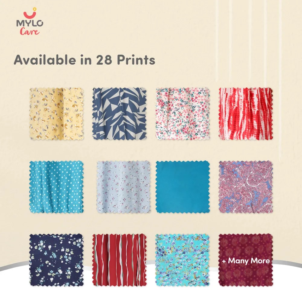 Maternity Dresses For Women with Both Side Zipper For Easy Feeding | Adjustable Belt for Growing Belly | Maxi Nighty Dress | Yellow Peony | M