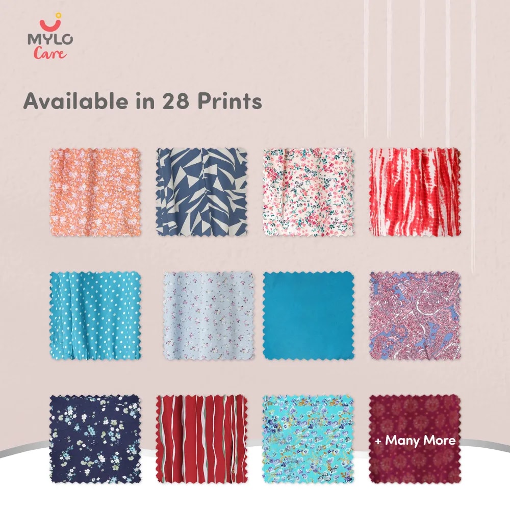 Maternity Dresses For Women with Both Side Zipper For Easy Feeding | Adjustable Belt for Growing Belly | Maxi Nighty Dress | Orange Rose | XL