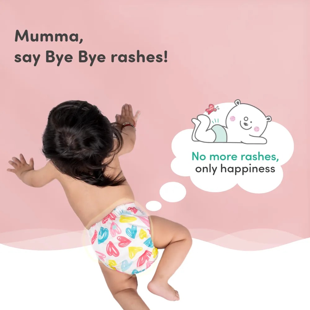 Adjustable Washable & Reusable Cloth Diaper With Absorbent Insert Pad (3M-3Y) | Oeko-Tex Certified | Prevents Rashes - Heart Doodle - Pack of 1