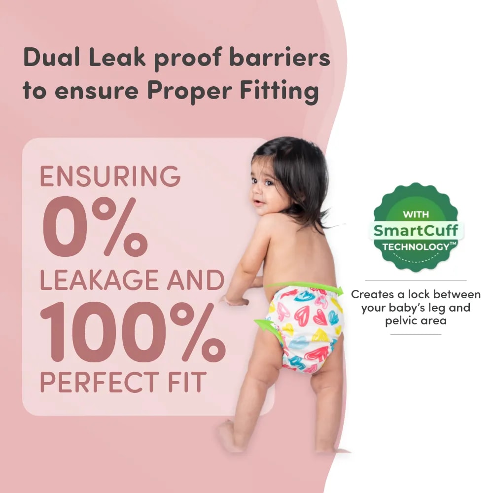 Adjustable Washable & Reusable Cloth Diaper With Absorbent Insert Pad (3M-3Y) | Oeko-Tex Certified | Prevents Rashes - Heart Doodle - Pack of 1