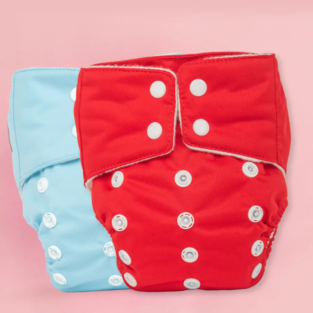 Adjustable & Reusable Cloth Diaper - Red & Blue - Pack of 2
