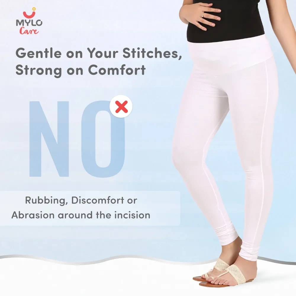 Stretchable Maternity Leggings for Women | Comfortable, Soft & Gentle on the Skin | Ideal for Pre & Post Delivery - White - XL