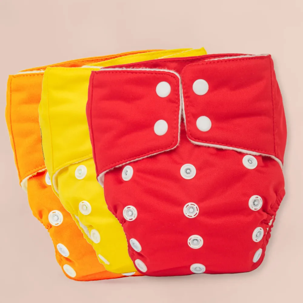 Adjustable & Reusable Cloth Diaper - Assorted Colors - Pack of 3