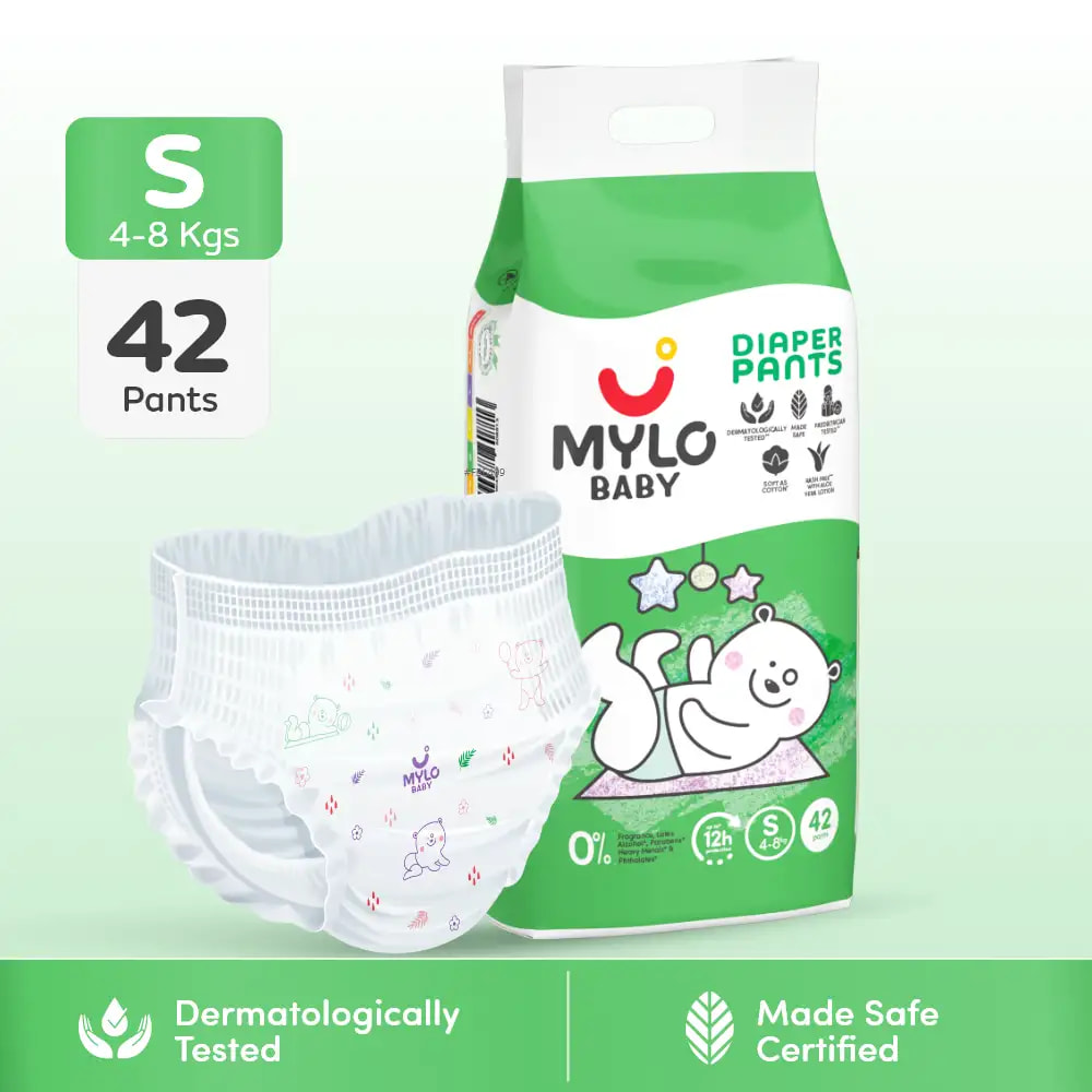 Mylo Baby Diaper Pants Small (S) Size 4-8 kgs (42 count) - Pack of 1
