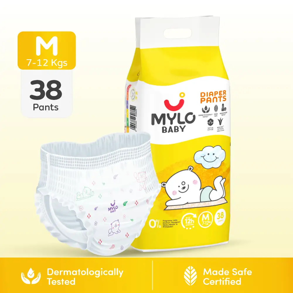 Mylo Baby Diaper Pants Medium (M) Size 7-12 kgs (38 count) - Pack of 1