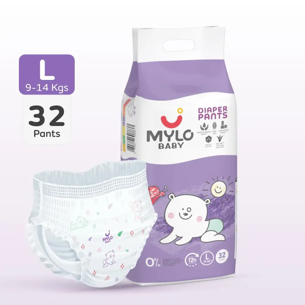 Mylo Baby Diaper Pants Large (L) Size 9-14 kgs (32 count) - Pack of 1