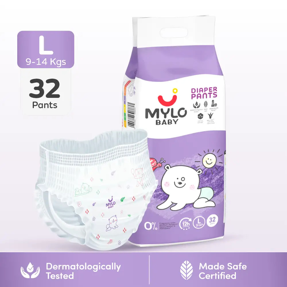 Mylo Baby Diaper Pants Large (L) Size 9-14 kgs (32 count) - Pack of 1
