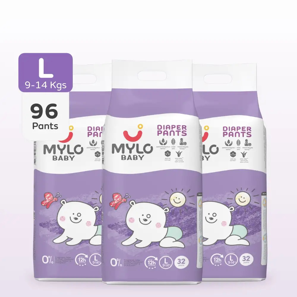 Mylo Baby Diaper Pants Large (L) Size 9-14 kgs (96 count) - Pack of 3