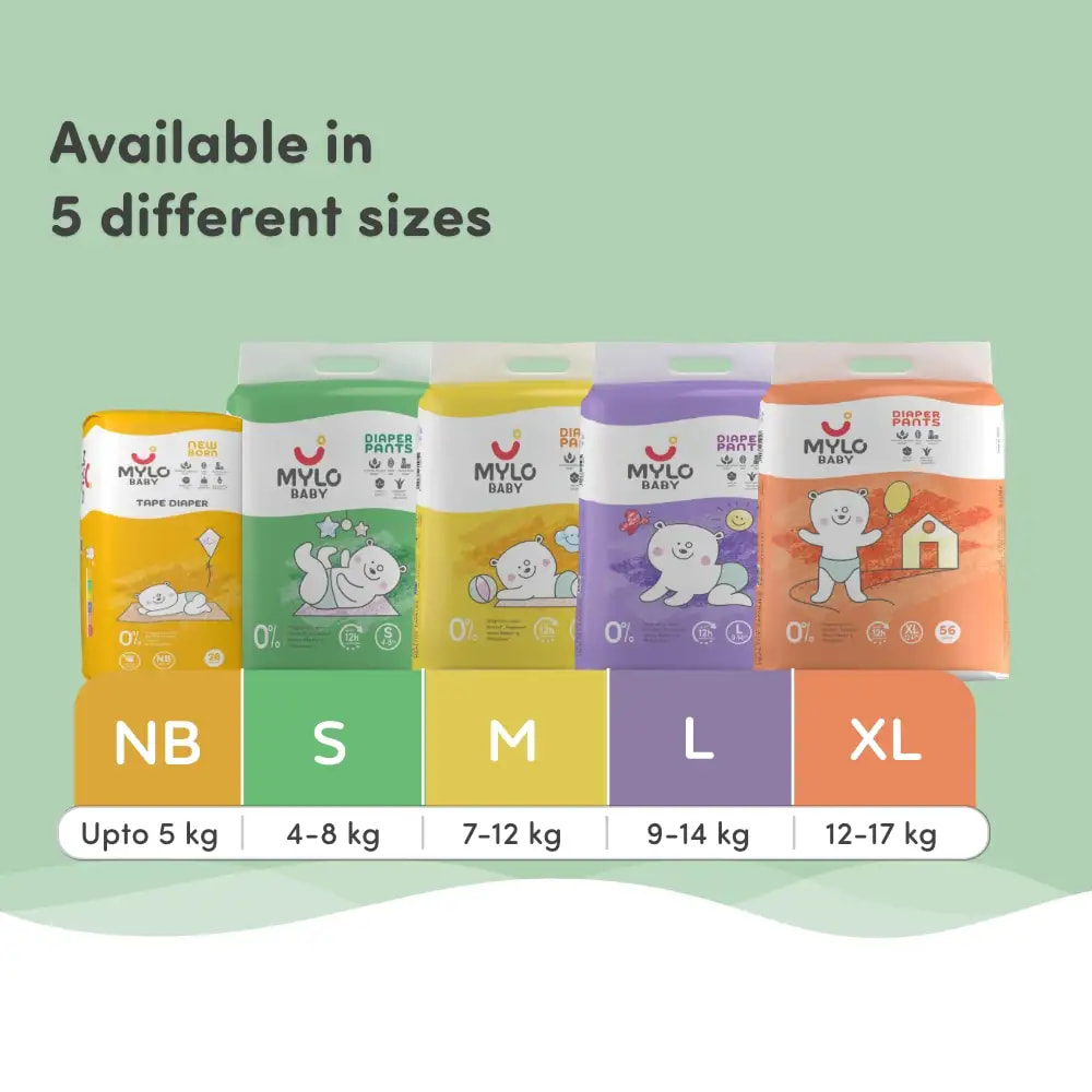 Mylo Baby Diaper Pants Small (S) Size, 4-8 kgs with ADL Technology - 84 Count - 12 Hours Protection