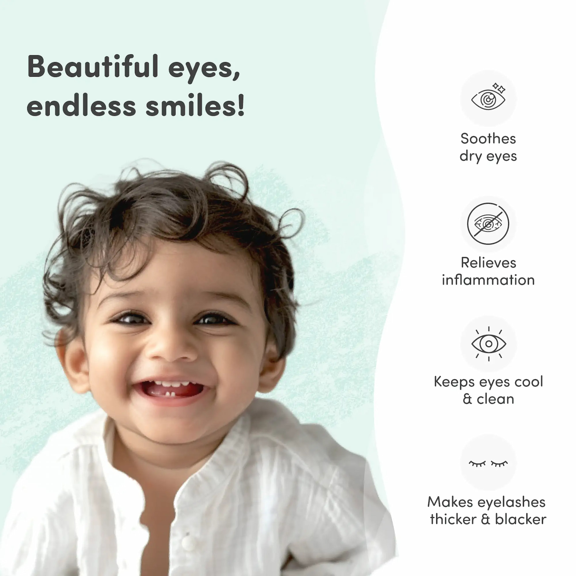 Baby Kajal | 100% Natural | Made Safe Certified | Dermatologically Tested | Soothes Dry Eyes | Relieves Inflammation - 5gm