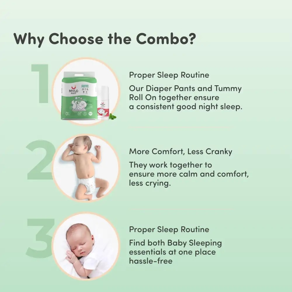 Super Saver Combo - Baby Diaper Pants Small (S) Size 4-8 kgs (84 count) Leak Proof + Tummy Roll On For Baby For Gas & Colic - 40 ml