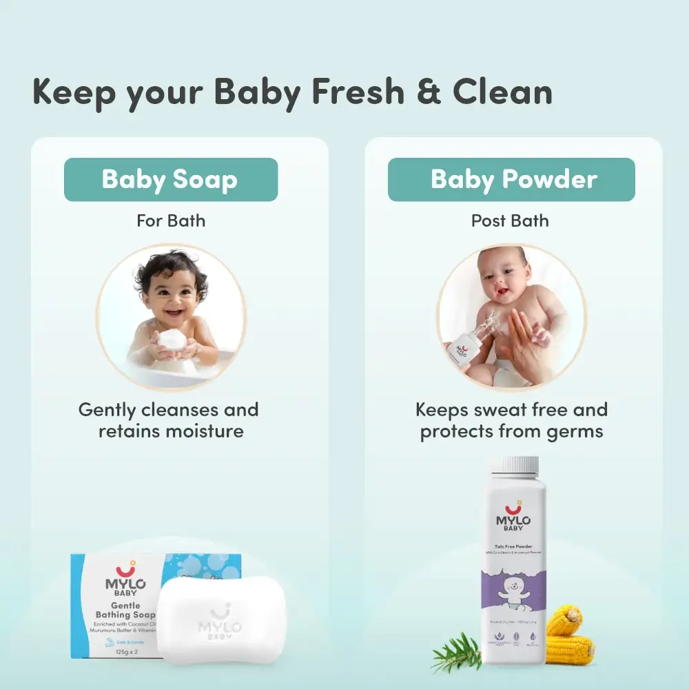 Super Saver Combo- Baby Soap 125 gm (Pack of 2) + Baby Powder 300 gm