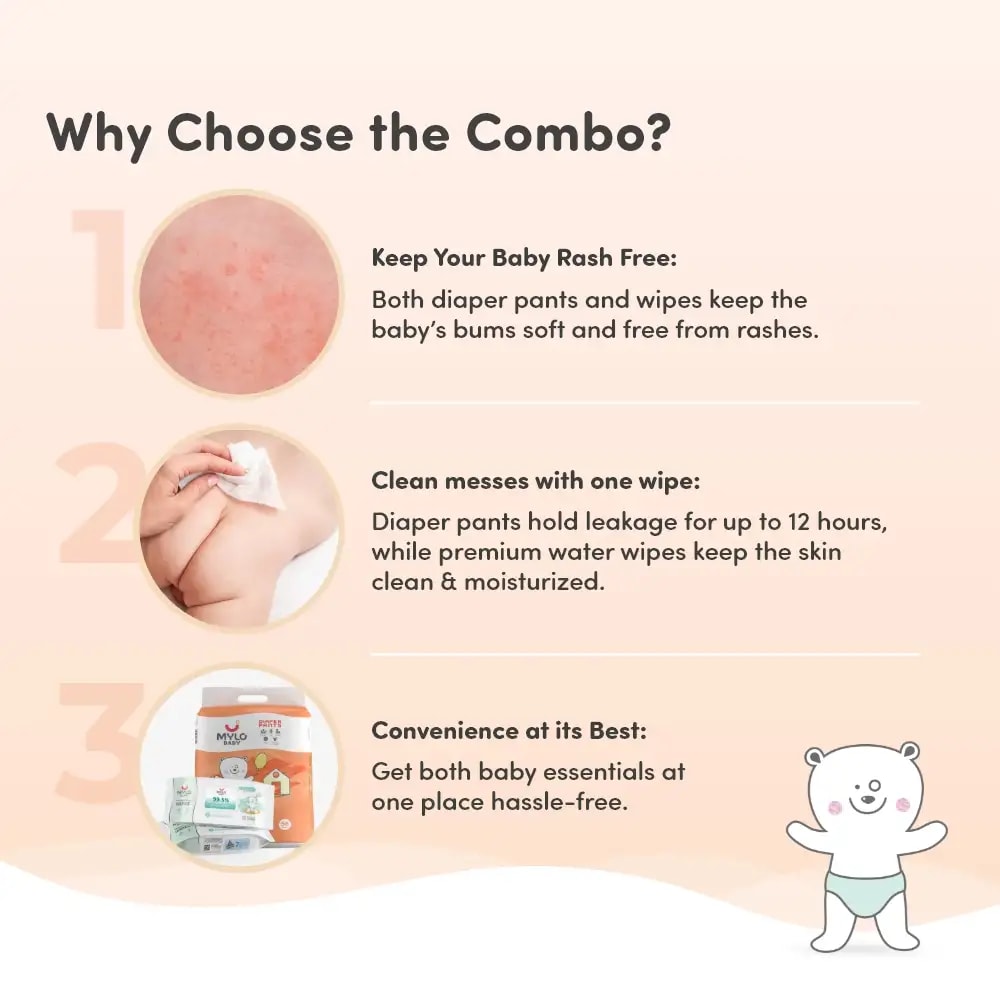 Baby Diaper Pants Extra Large (XL) Size 12-17 kgs (Jumbo Pack) + 99.5% Ultra Pure Water- Based Premium Wipes (Pack of 2)