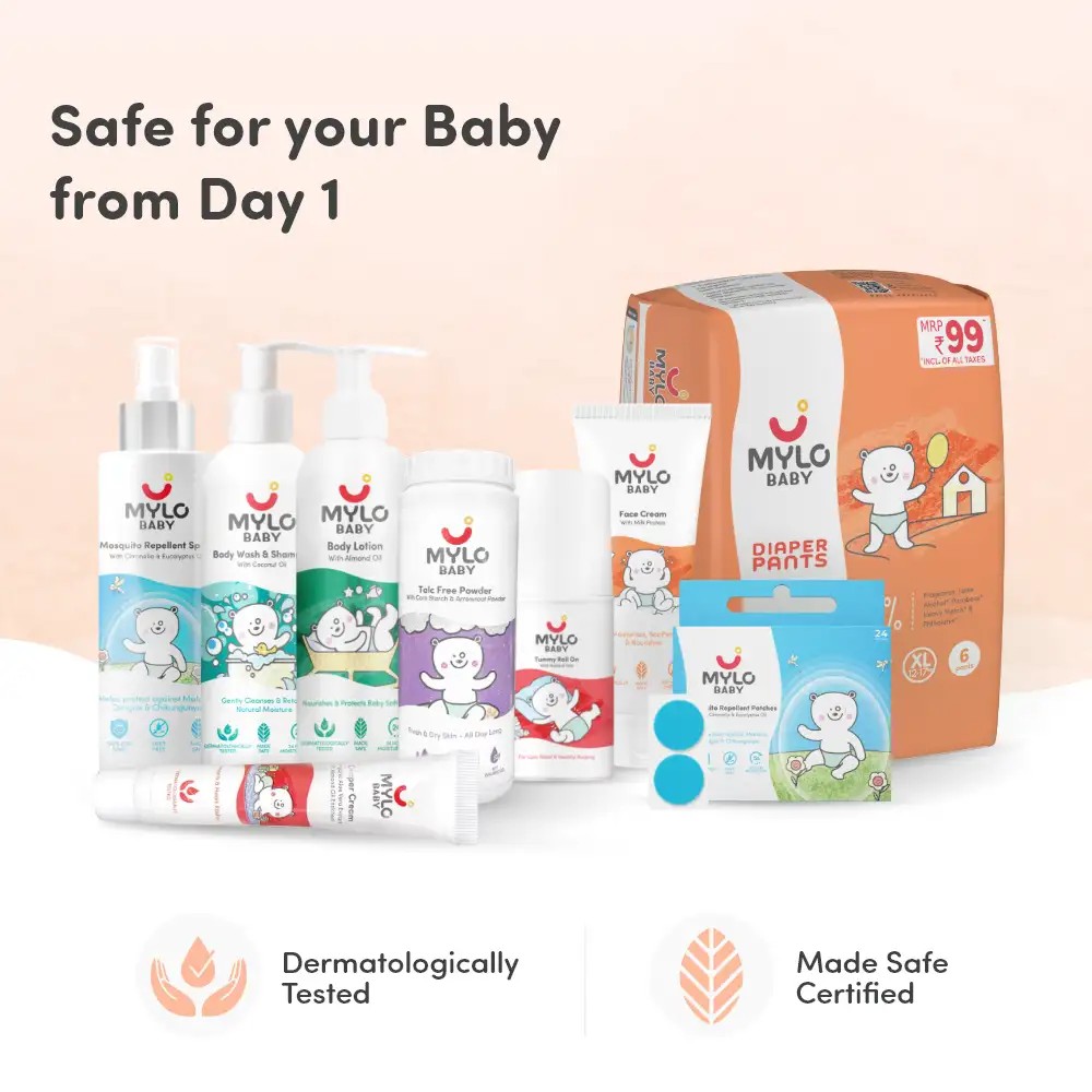 Baby Skin Basics Travel Kit - Diaper Pants(XL), Baby Cream, Baby Lotion, Baby Powder, Baby Head to Toe Wash, Diaper Rash Cream, Tummy Roll on, Mosquito Spray, Mosquito Patch