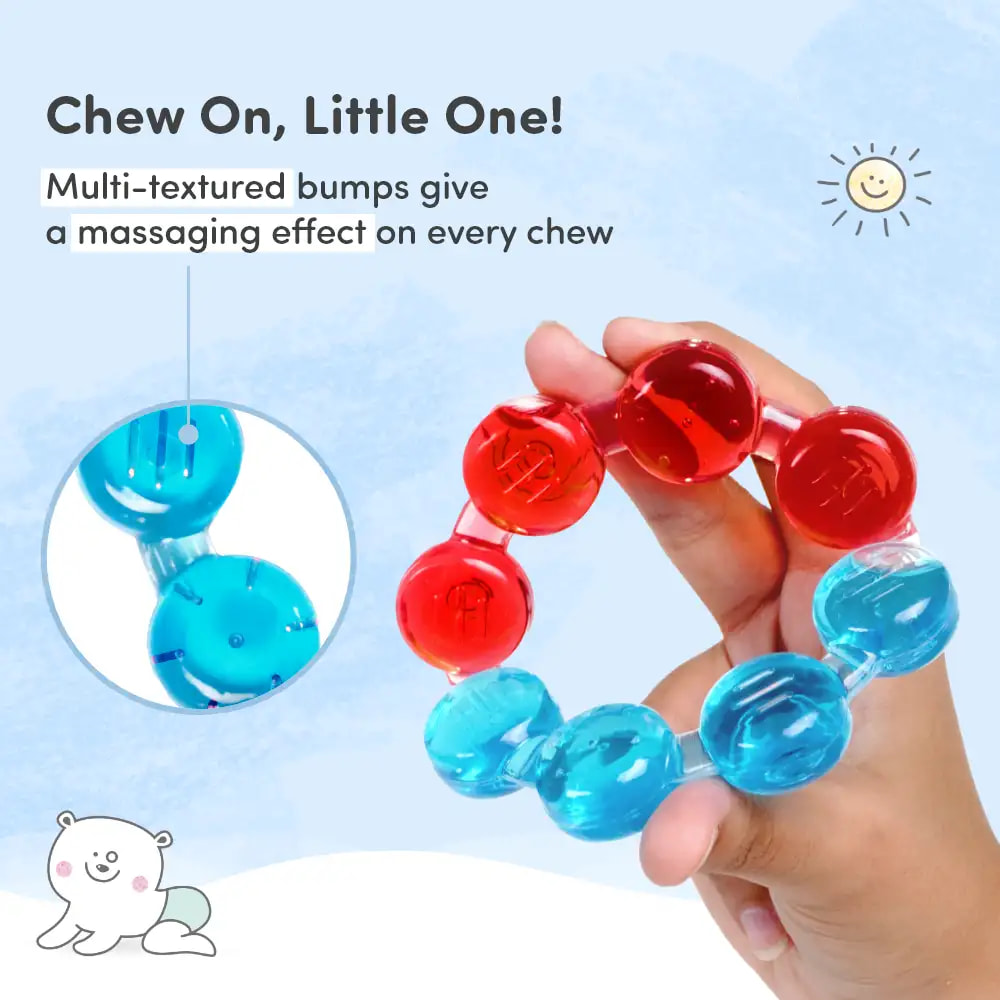 Teether for Kids | Relieves Sore Teething Gums | BPA Free, Food Grade & Non Toxic | ISI Marked | Easy to Hold | Pack of 2 - Ring + Hot Air Balloon