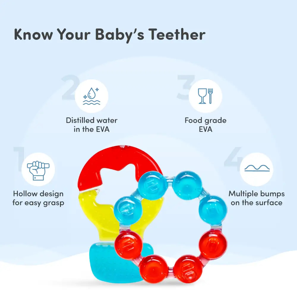 Teether for Kids | Relieves Sore Teething Gums | BPA Free, Food Grade & Non Toxic | ISI Marked | Easy to Hold | Pack of 4 - 2 Ring + 2 Hot Air Balloon