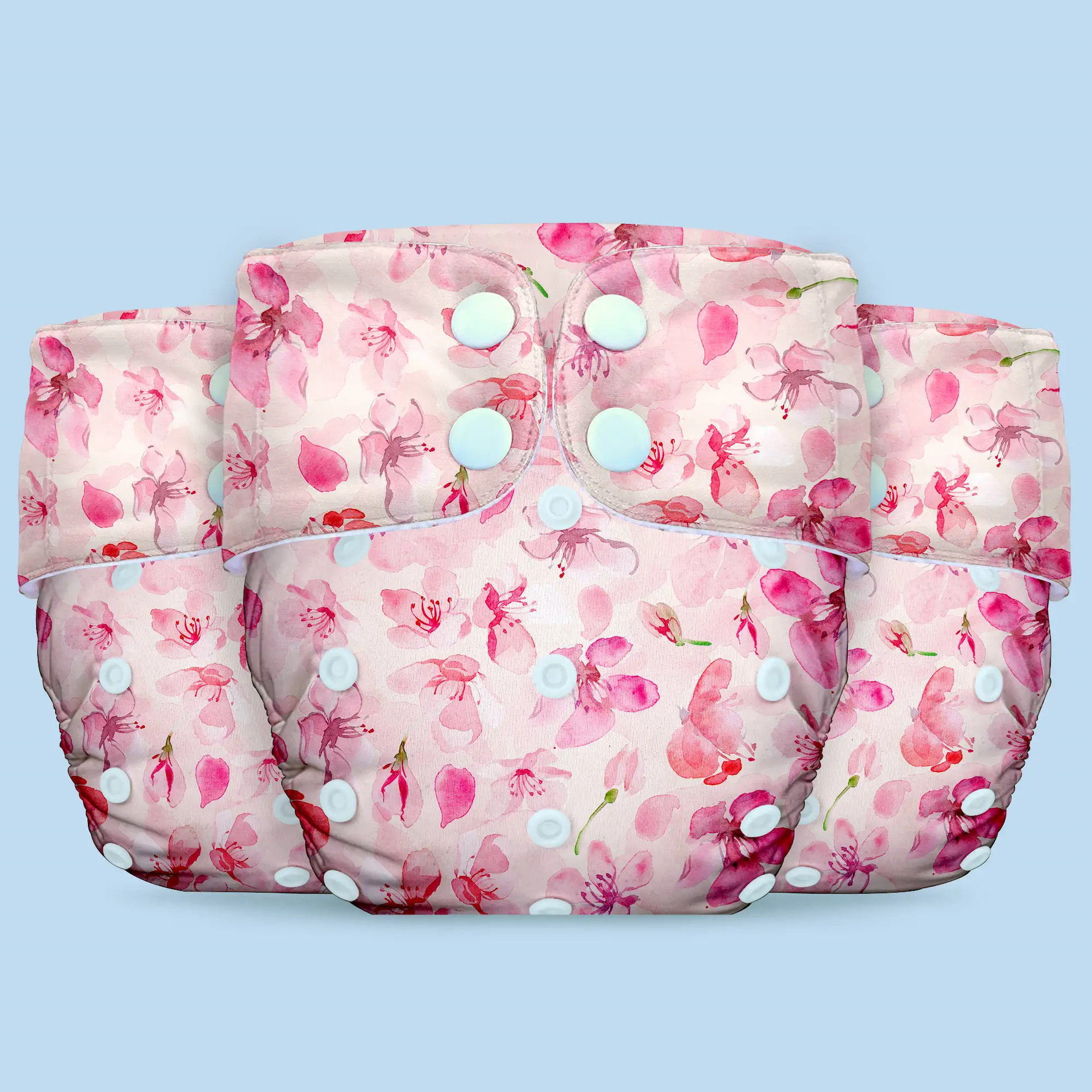 Adjustable & Reusable Cloth Diaper - Cherry Blossom - Pack of 3