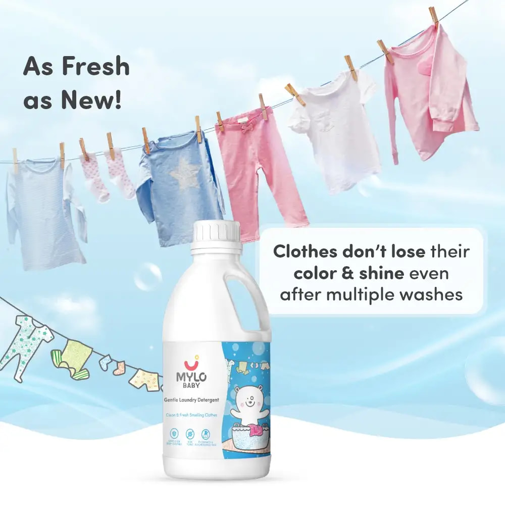 Safe Wash Liquid Detergent for Baby Clothes | Tough on stains | Gentle on clothes | Keeps Color & Softness Intact | Suitable for Front & Top Load Washing Machine | 1 litre - Pack of 2