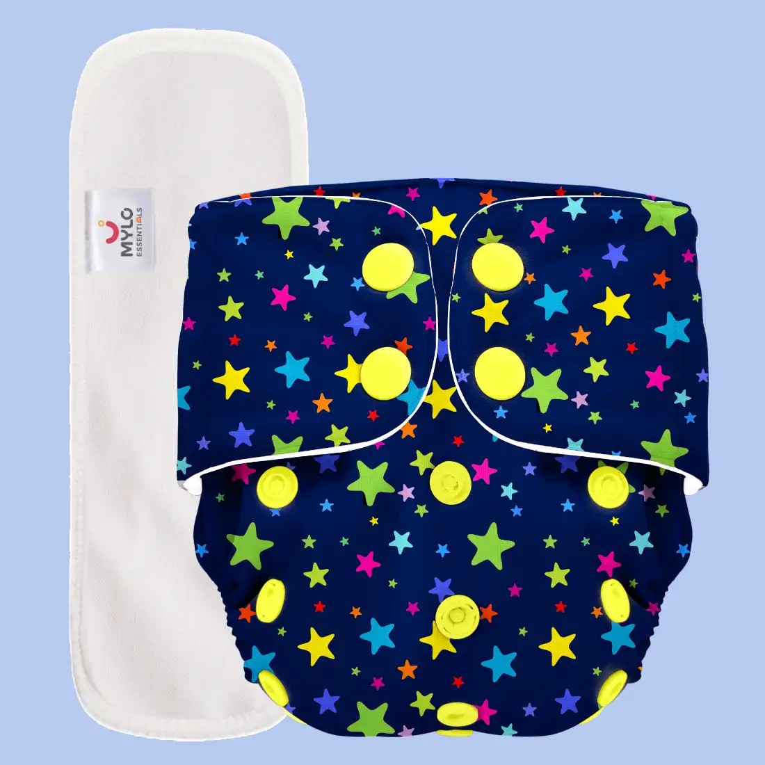 Adjustable Washable & Reusable Cloth Diaper With Absorbent Insert Pad (3M-3Y) | Oeko-Tex Certified | Prevents Rashes - Twinkle Twinkle - Pack of 1