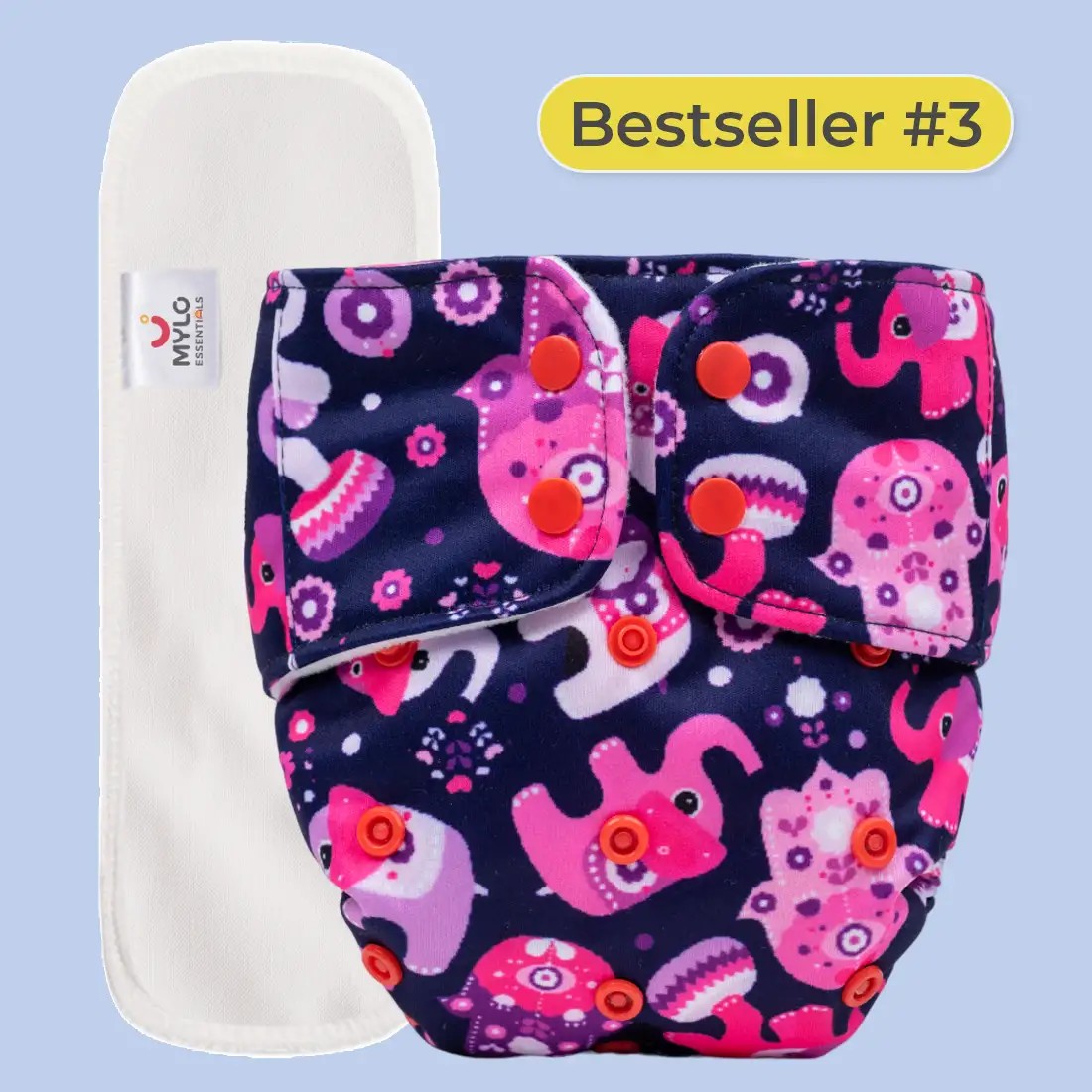 Adjustable Washable & Reusable Cloth Diaper - Purple Love - Pack of 1