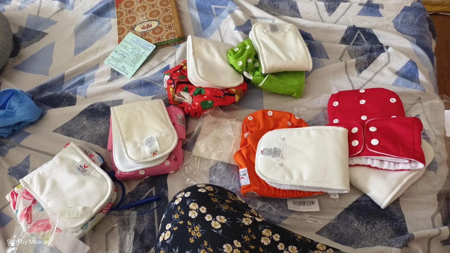 Adjustable Washable & Reusable Cloth Diaper With Absorbent Insert Pad (3M-3Y) | Oeko-Tex Certified - Rainbow, Floral Spring & Heart Doodles