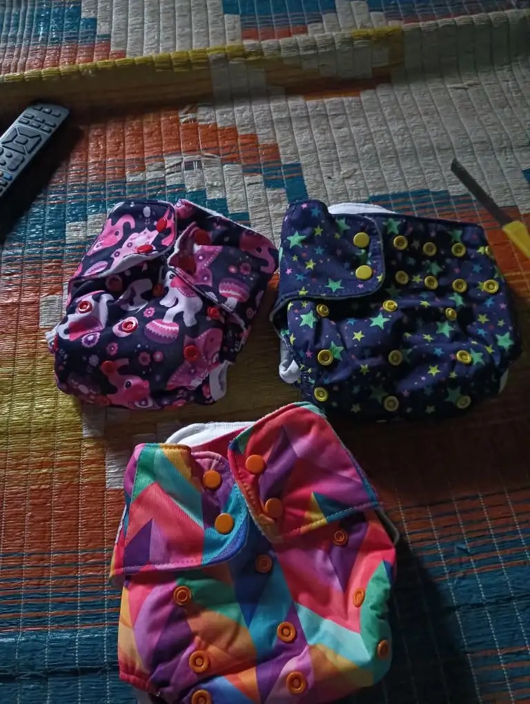 Adjustable Washable & Reusable Cloth Diaper With Absorbent Insert Pad (3M-3Y) | Oeko-Tex Certified - Rainbow, Floral Spring & Heart Doodles