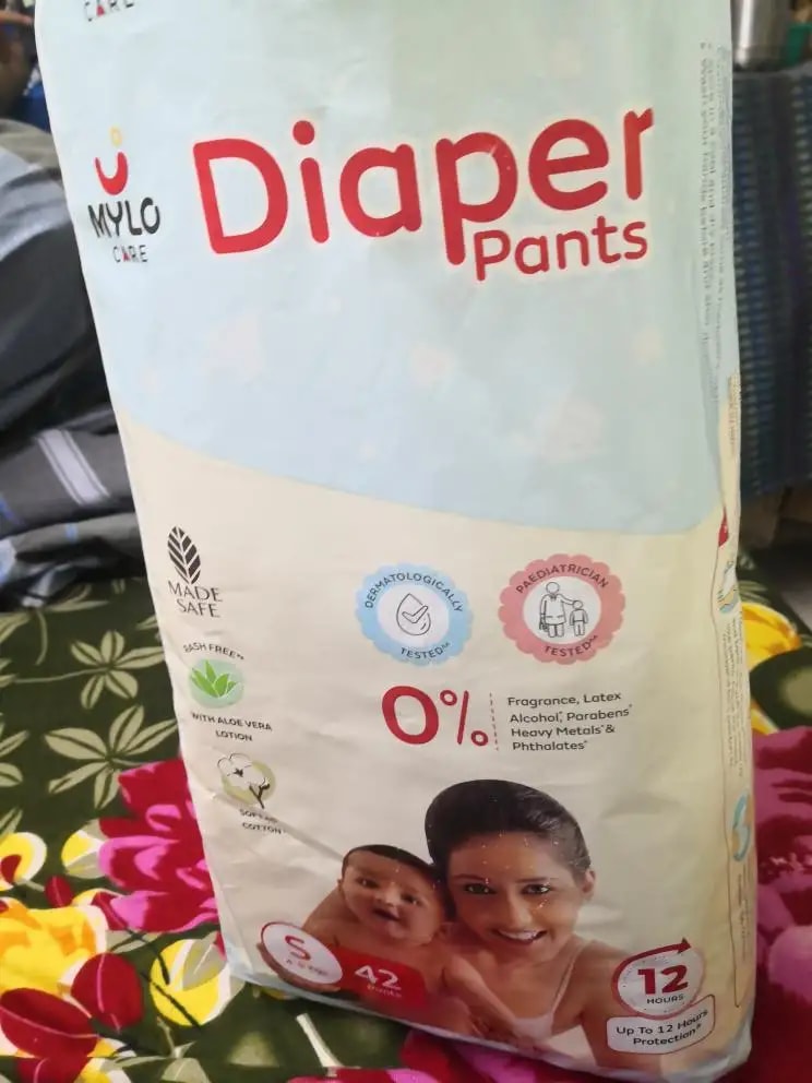 Mylo Baby New Born Diaper Pants | Up to 5Kgs | with Wetness Indicator | 92 Count