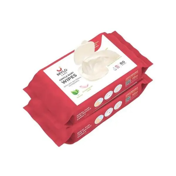Gentle Baby Wipes With Lid - Organic Coconut Oil, Neem, Aloe Vera and Vitamin E | 98% Pure Water | Dermatologically Tested (Pack of 6) - 72 Wipes Per Pack