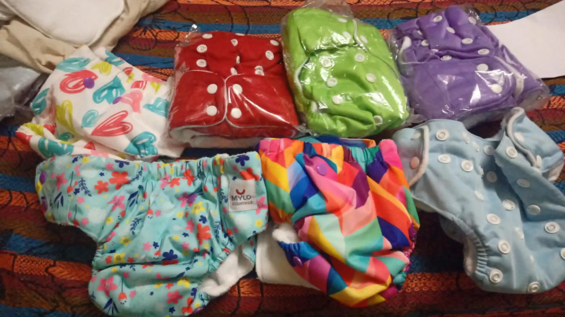 Adjustable Washable & Reusable Cloth Diaper With Absorbent Insert Pad (3M-3Y) | Oeko-Tex Certified - Rainbow, Floral Spring & Heart Doodles