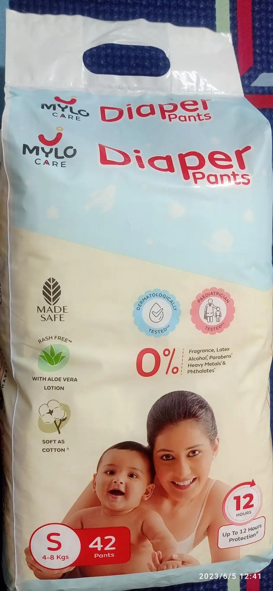 Mylo Baby New Born Diaper Pants | Up to 5Kgs | with Wetness Indicator | 92 Count