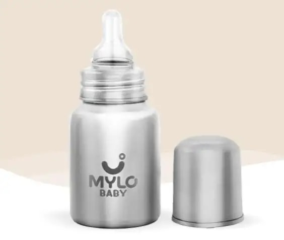 Stainless Steel Feeding Bottle | BPA Free | Anti-Colic | 100% Food Grade | Feels Natural Baby Bottle | Non-toxic Rust Free - 140 ml