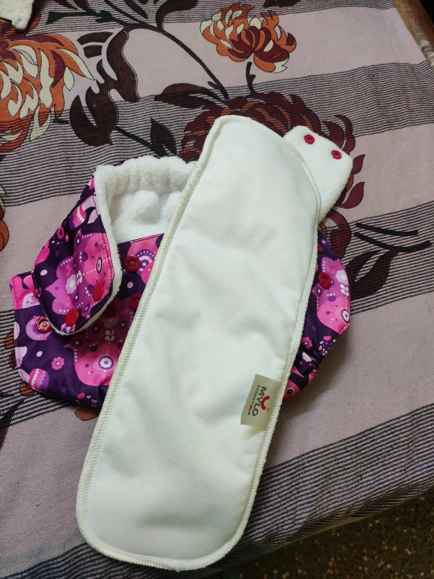Adjustable Washable & Reusable Cloth Diaper With Absorbent Insert Pad (3M-3Y) | Oeko-Tex Certified - Rainbow, Floral Spring & Heart Doodles