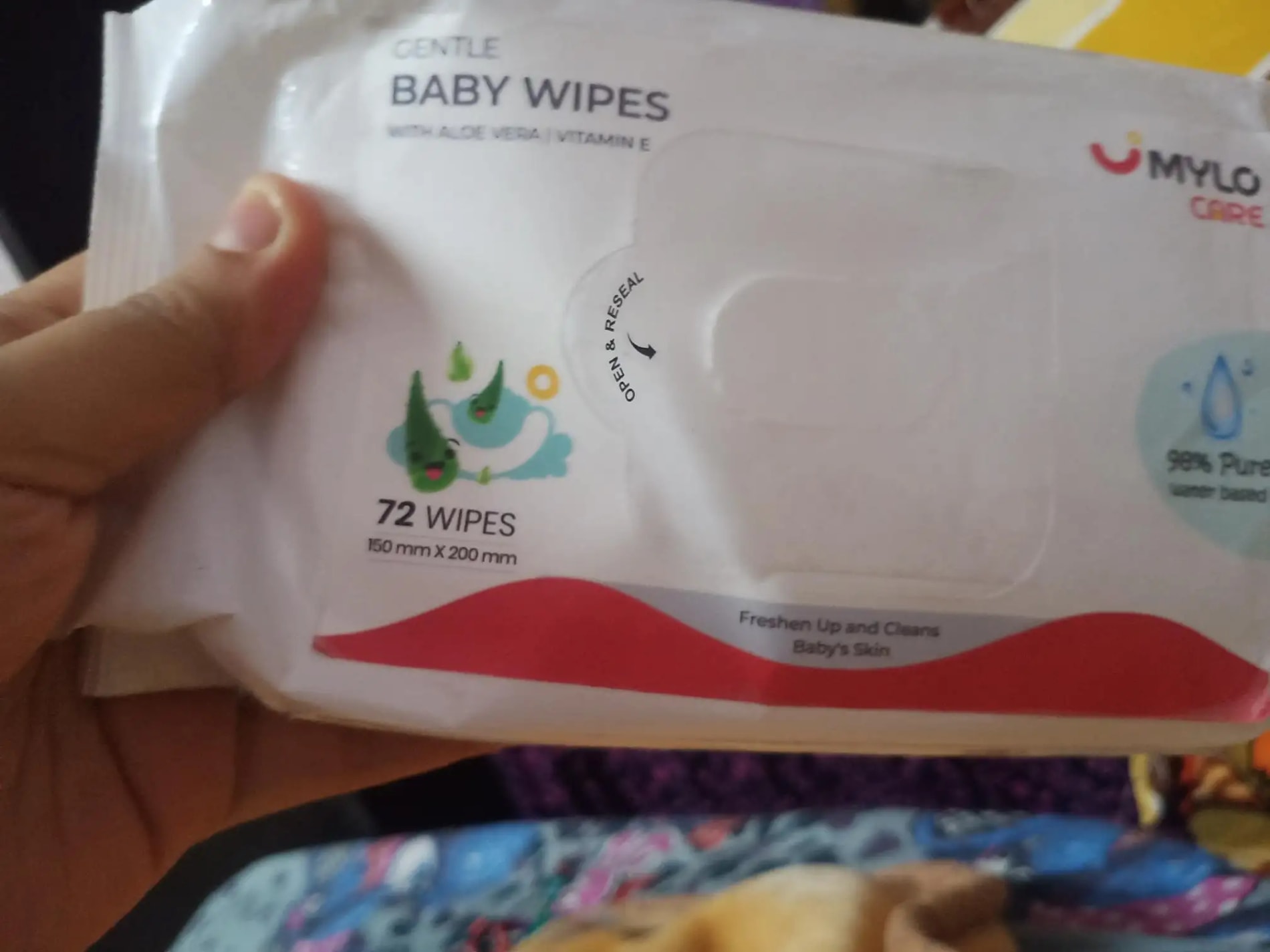 Gentle Baby Wipes With Lid - Organic Coconut Oil, Neem, Aloe Vera and Vitamin E | 98% Pure Water | Dermatologically Tested (Pack of 6) - 72 Wipes Per Pack